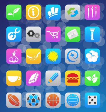 çeşitli IOS 7 tarzı mobil app simgeleri