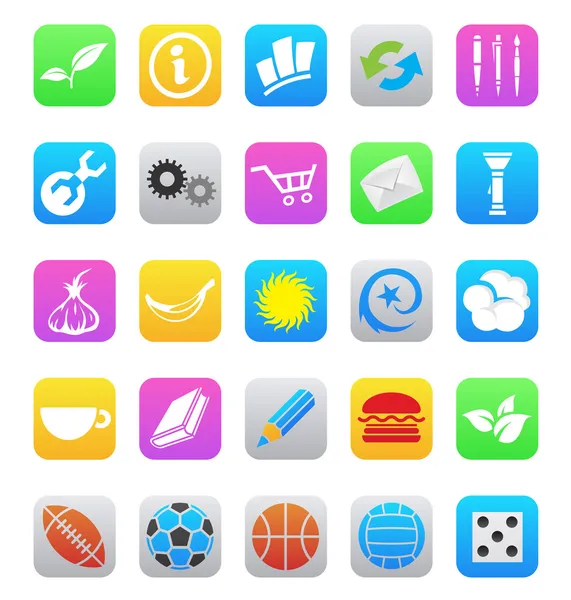 Vários iOS 7 ícones de aplicativos móveis estilo isolado em um backgro branco —  Vetores de Stock