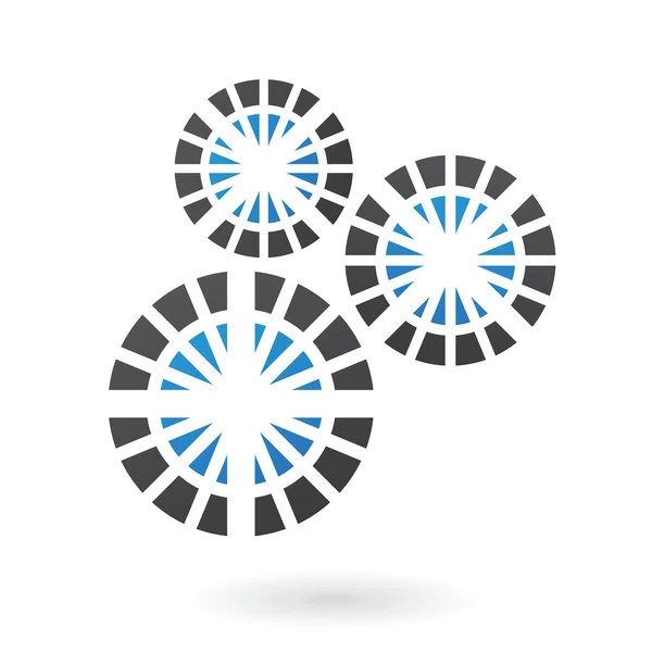 Blue and Black Cogs Abstract Icon — Stock Vector