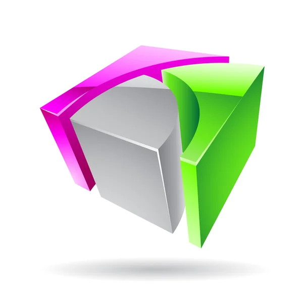 Colorful 3d Cubical Abstract Icon — Stock Vector