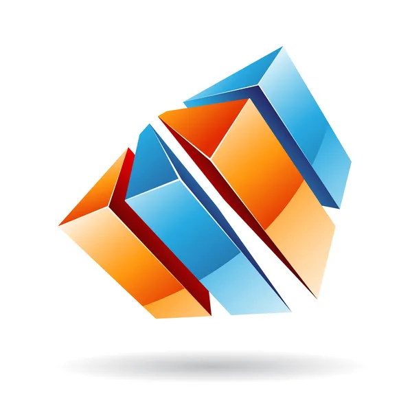 Kleurrijke 3d kubusvormige abstracte pictogram — Stockvector