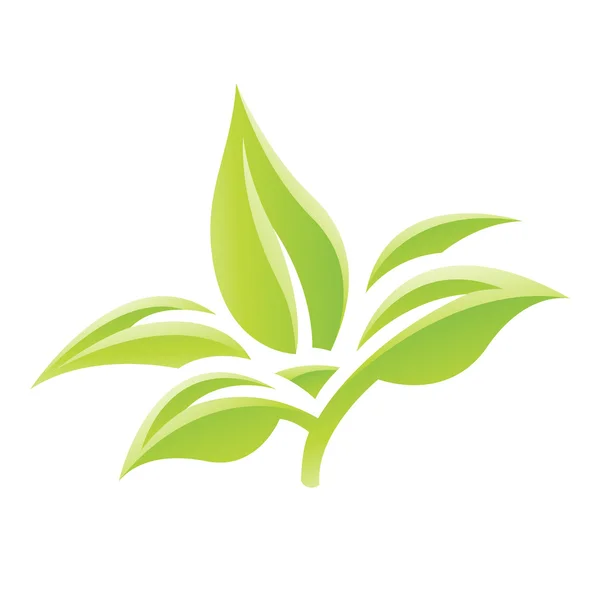 Green Glossy Leaves Icon — Stock Vector