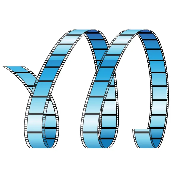 Lockige Filmrolle, die Buchstaben m bildet — Stockvektor