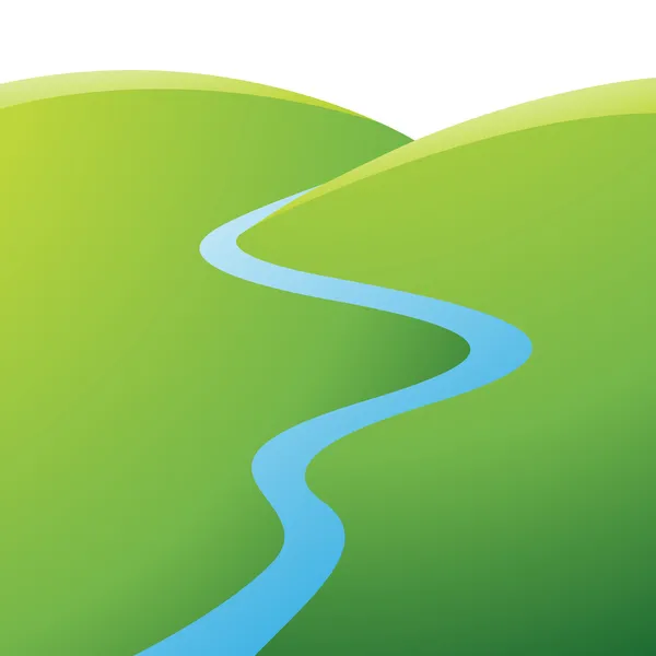 Green Hills y Blue River — Vector de stock