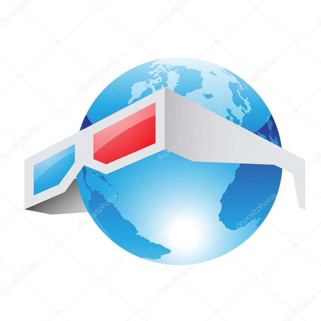 3d Red Blue Glasses and World