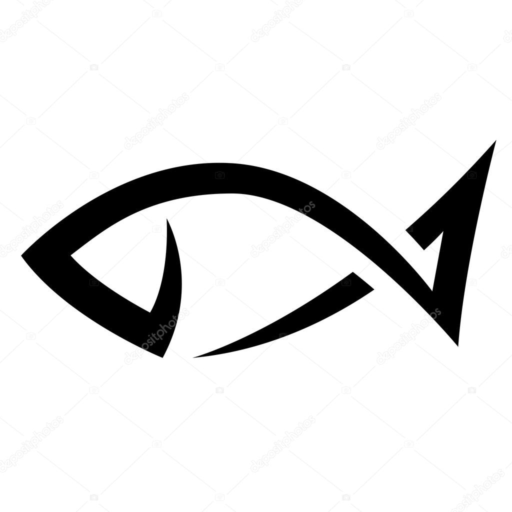 Illustration of Black Line Fish Icon isolated on a white background
