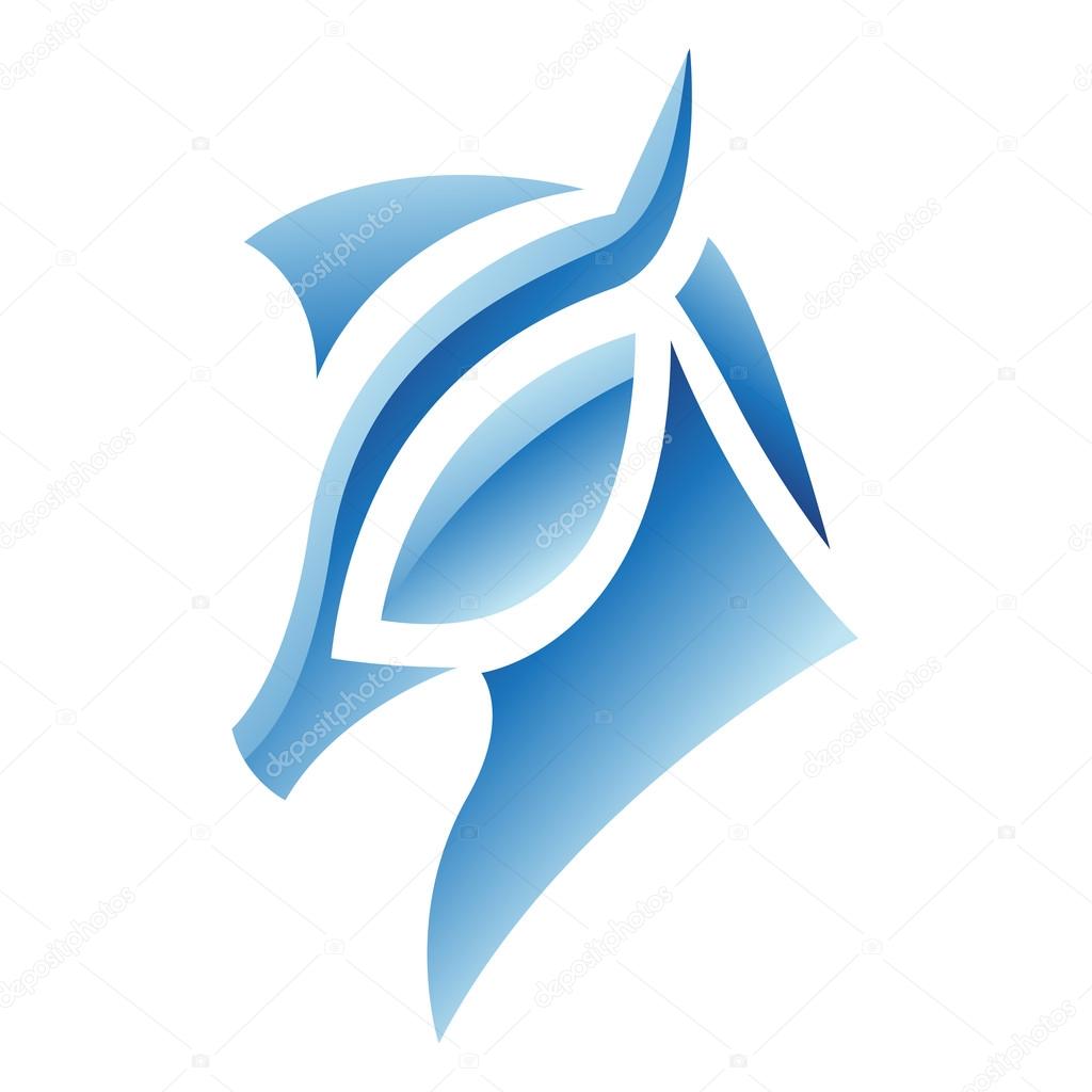 Illustration of Blue Glossy Horse Icon isolated on a white background