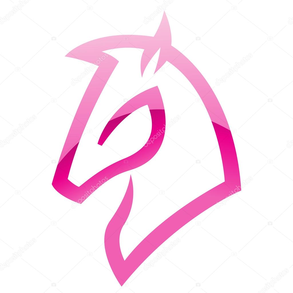 Illustration of Pink Glossy Horse Icon isolated on a white background