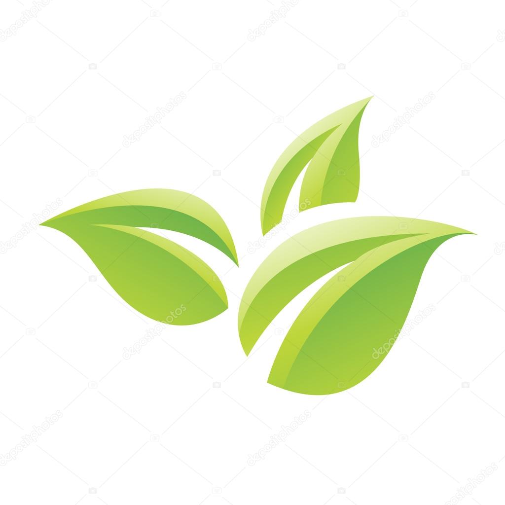 Illustration of Green Glossy Leaves Icon isolated on a white background