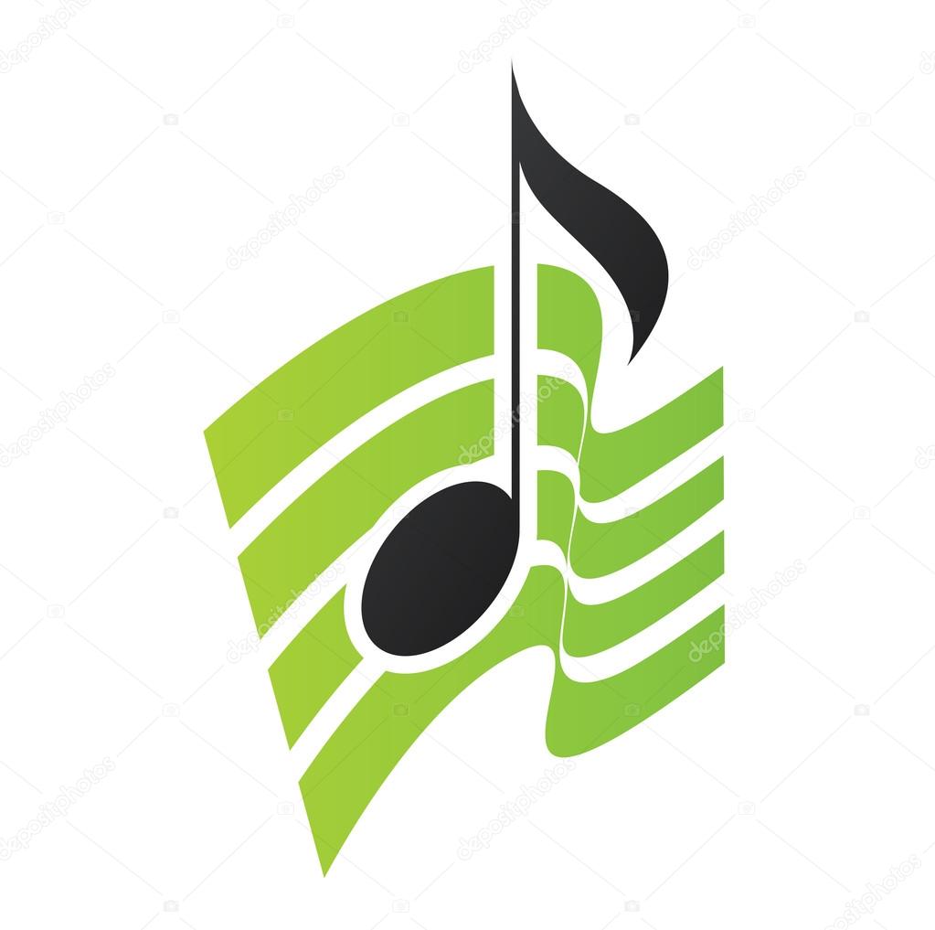 Illustration of Green Musical Note isolated on a white background