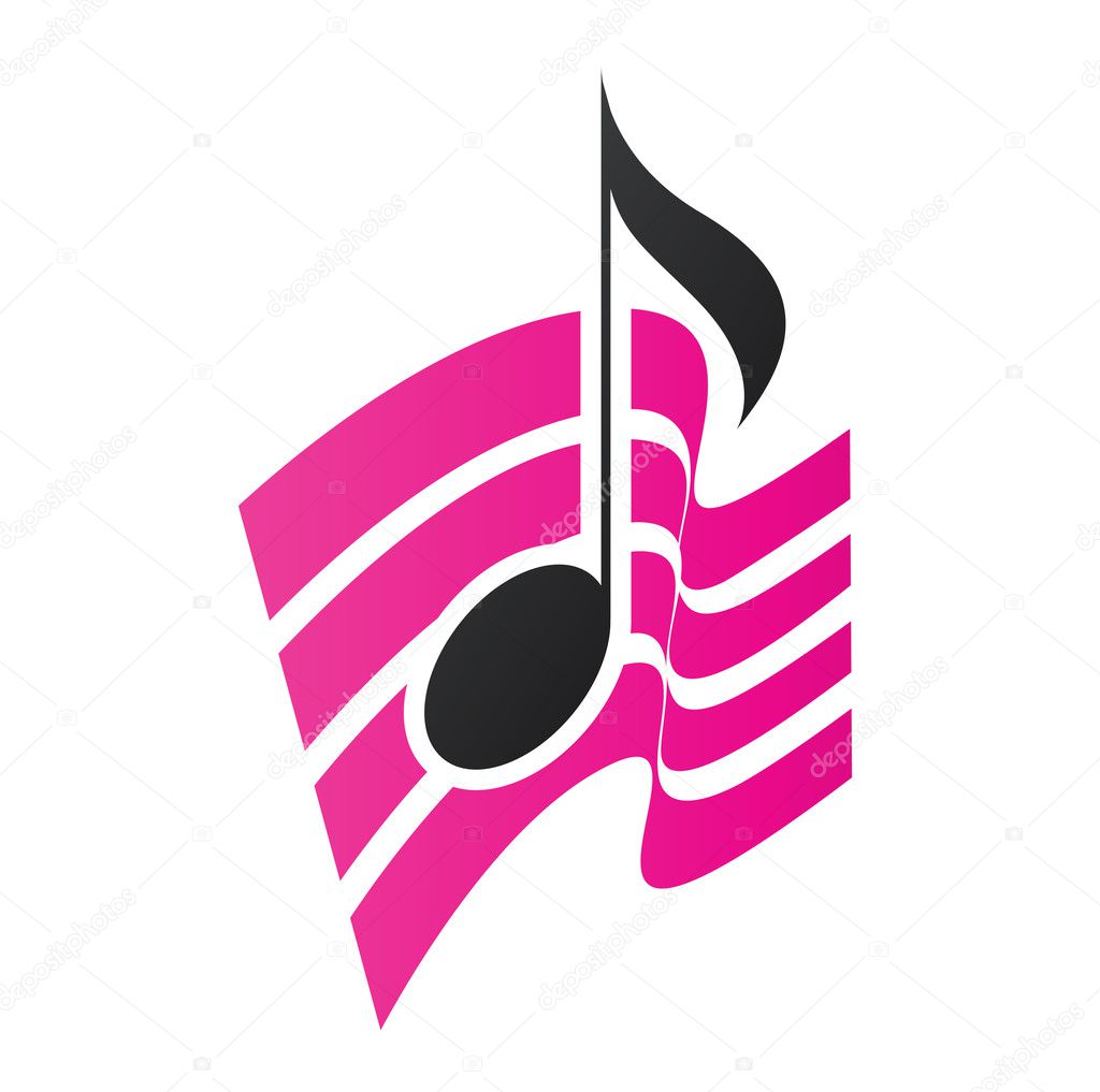 Illustration of Magenta Musical Note isolated on a white background
