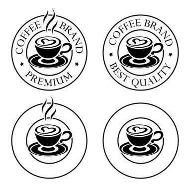 Coffee or Cappuccino Icon with Heart isolated on a White Background