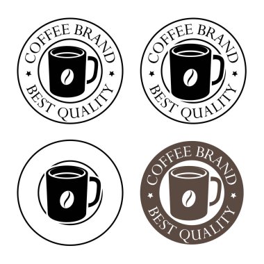Round Coffee Mug with Coffee Bean Icons isolated on a White Background