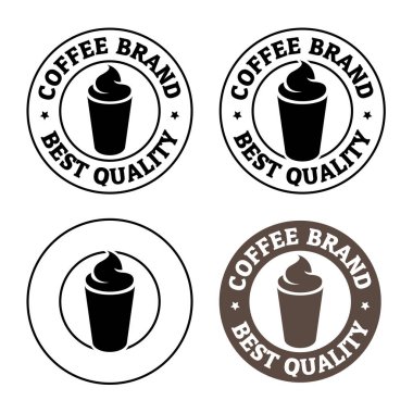 Iced Coffee Icon with Text isolated on a White Background