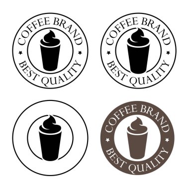 Iced Coffee Icon with Text isolated on a White Background