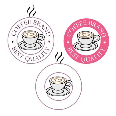 Coffee or Cappuccino Icon with Heart isolated on a White Background