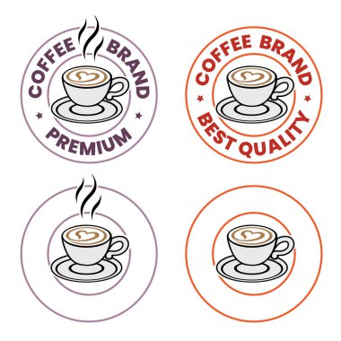 Coffee or Cappuccino Icon with Heart isolated on a White Background