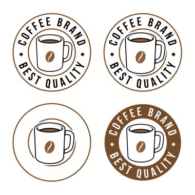Round Coffee Mug with Coffee Bean Icons isolated on a White Background