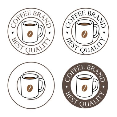 Round Coffee Mug with Coffee Bean Icons isolated on a White Background