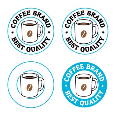 Round Coffee Mug with Coffee Bean Icons isolated on a White Background