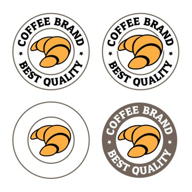 Round Croissant Icon with Text isolated on a White Background