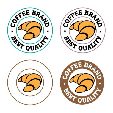 Round Croissant Icon with Text isolated on a White Background