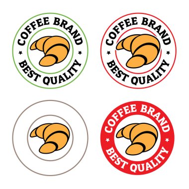 Round Croissant Icon with Text isolated on a White Background