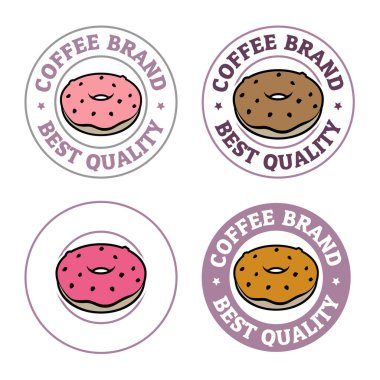 Round Doughnut or Donut Icon with Text isolated on a White Background