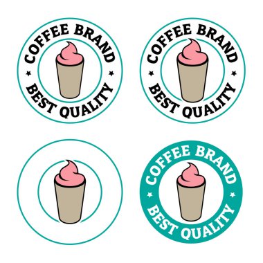 Iced Coffee Icon with Text isolated on a White Background