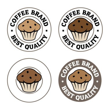 Round Muffin Icon with Text isolated on a White Background