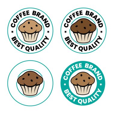 Round Muffin Icon with Text isolated on a White Background