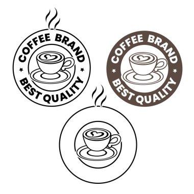 Coffee or Cappuccino Icon with Heart isolated on a White Background