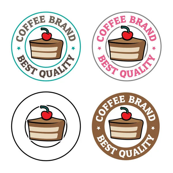 Round Cake and Cherry Icon with Text isolated on a White Background