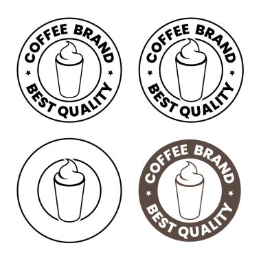 Iced Coffee Icon with Text isolated on a White Background