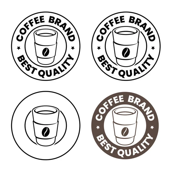 Round Paper Coffee or Tea Cup Icon with Text isolated on a White Background
