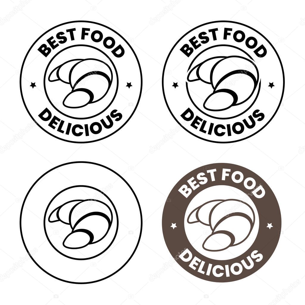 Round Croissant Icon with Text isolated on a White Background