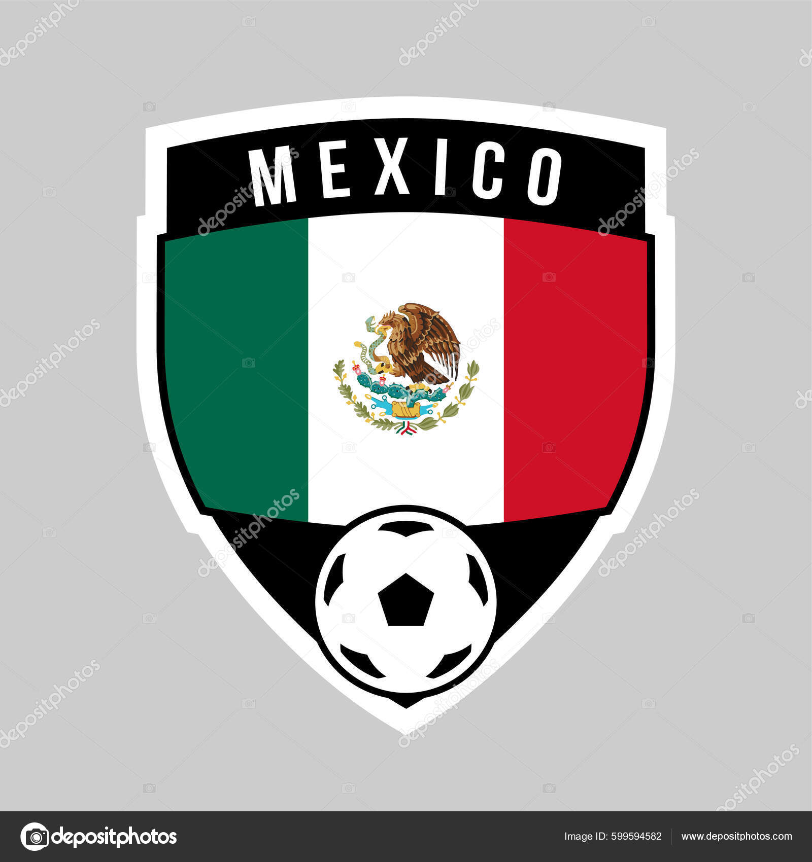 Illustration Mexico Shield Team Badge Football Tournament Stock Vector