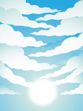 Illustration of Cloudy Blue Sky with Bright Sun Light