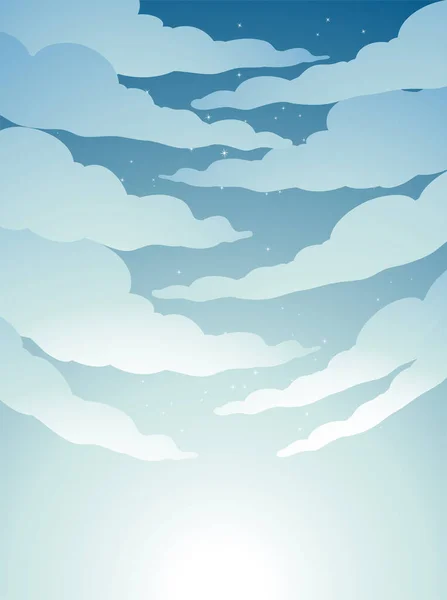Illustration Cloudy Greyish Blue Night Sky Stars — Archivo Imágenes Vectoriales