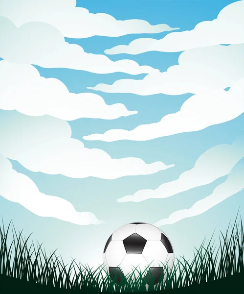 Illustration Fisheye View Clouds Grass Football — Vector de stock