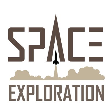 Illustration of Space Exploration  Logo with Brown Text