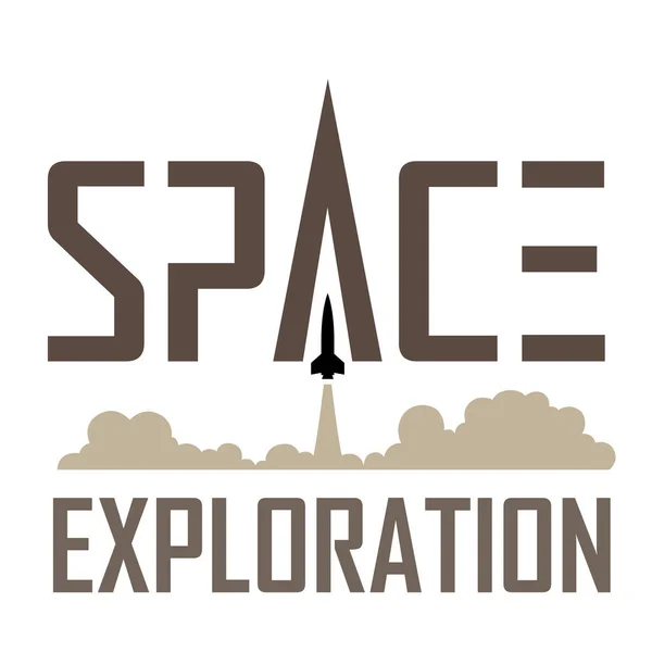 Illustration Space Exploration Logo Brown Text — ストックベクタ