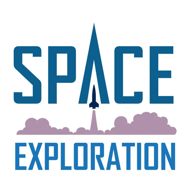 Illustration Space Exploration Logo Blue Text — ストックベクタ