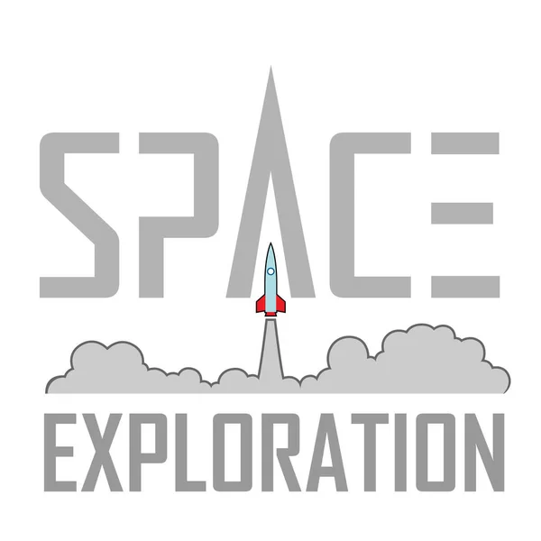 Illustration Space Exploration Logo Cartoon Rocket — Stockvektor