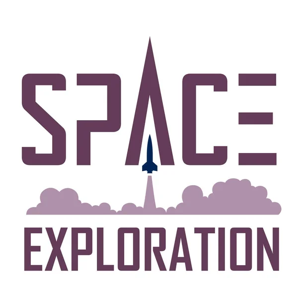 Illustration Space Exploration Logo Purple Text — Stockvektor