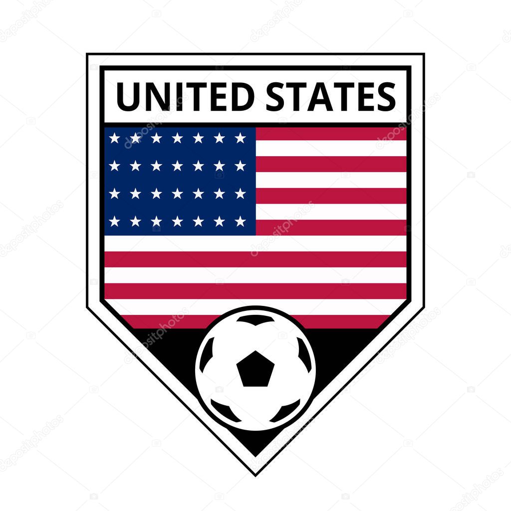 Illustration of United States Angled Team Badge for Football Tournament