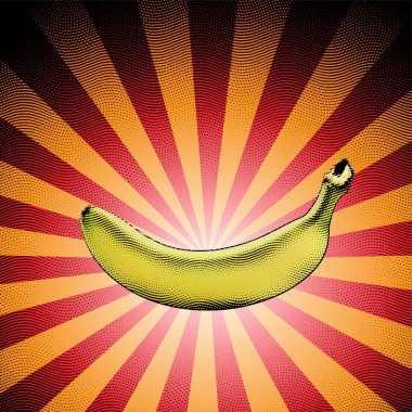 Çizgili Arkaplana İşlenmiş Muz Çizgili Tahta Çizimi