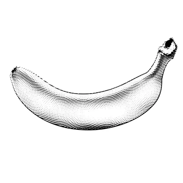 Illustrazione Scratchboard Inciso Banana — Vettoriale Stock