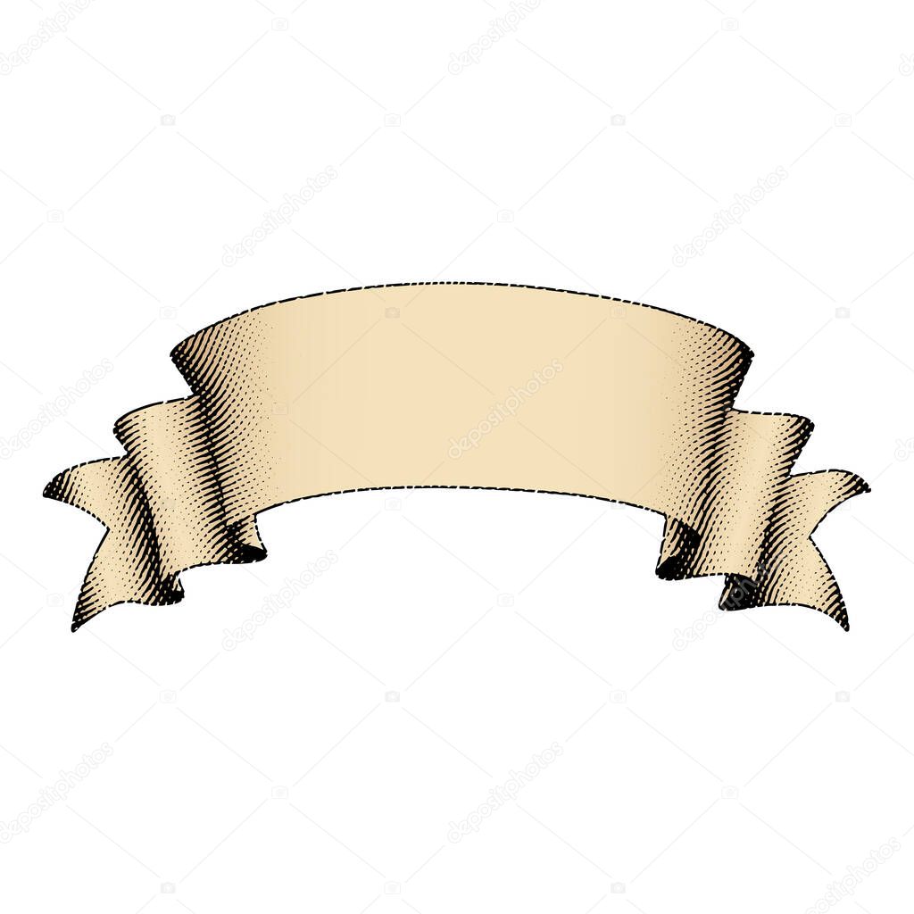 Illustration of Scratchboard Engraved Banner with Beige Fill