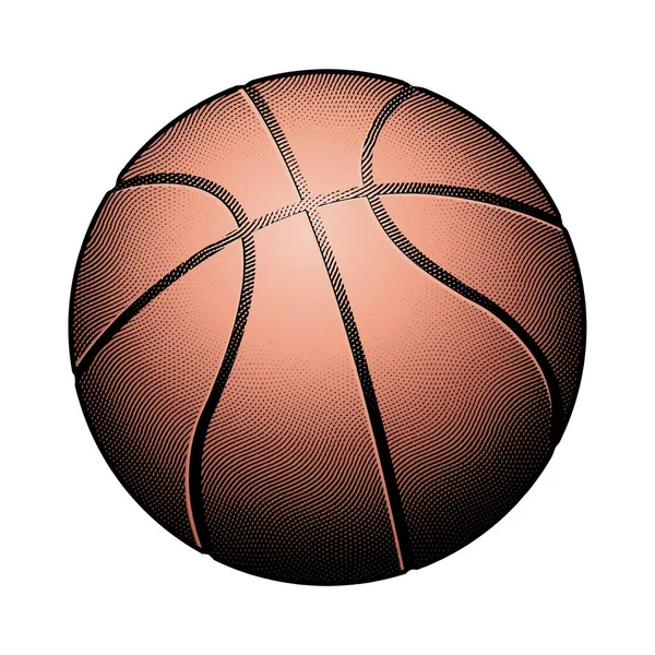 Illustration Scratchboard Engraved Basketball Brown Fill — Stock Vector